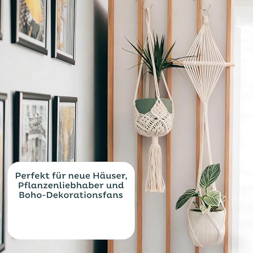 Makramee Blumenampel Set – 4-teilig, handgewebt aus Naturbaumwolle, Boho-Stil, für Töpfe bis 10 Zoll, inkl. Haken – Bild 5