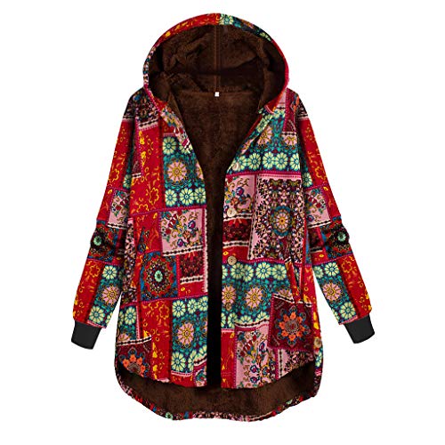Veste à capuche style national rouge pour femme petite taille contre le froid