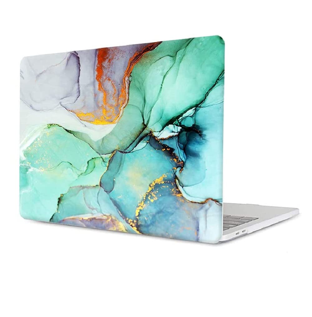 MVYNO Marble Shell Case Compatible with MacBook PRO 13 inch A1706 A1708 A1989 A2159 A2289 A2251 A2338 | Super Protective Stylish Cases (MacBook 13" Pro, Marble Blue)