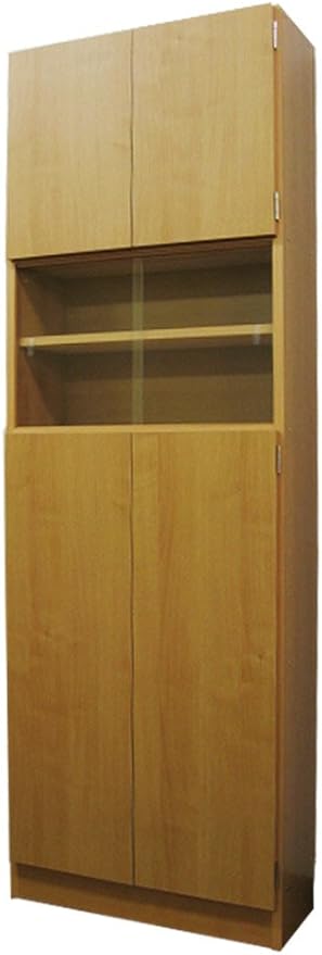 Amazon 家具工場直販 高級素材 デルナチュレ仕様 壁面収納 Aタイプ ガラス引戸付き ナチュラル 日本製 大容量の薄型収納庫 多目的棚 食器棚 キッチン収納 家具ファクトリー ナチュラル デルナチュレ仕様 木目 食器棚 オンライン通販