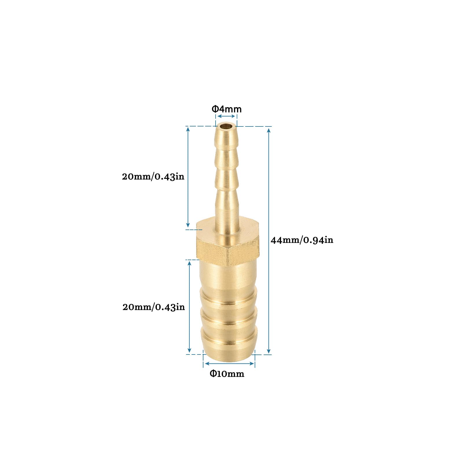 QUARKZMAN 10mm à 4mm Dia Droit Laiton Raccord cannelé Tuyau Raccord Réducteur x 2PCS Droit Connecteur Adaptateur pour Tuyau Connexion, [Doré]