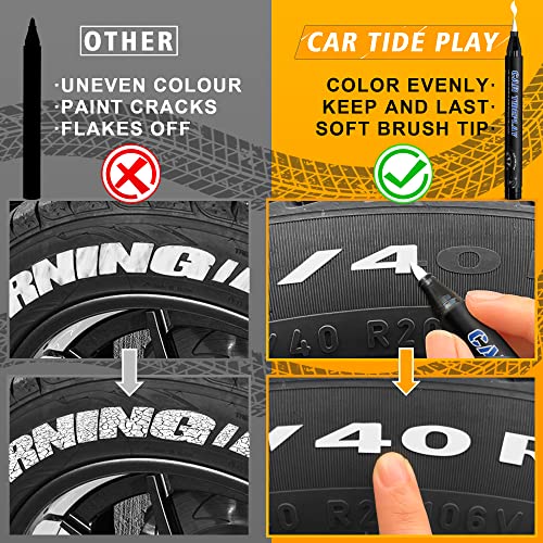 Cartideplay Paint Pen For Car Tires, Premium Tire Marker Pens White Waterproof Paint Markers For Car Tire Lettering | Permanent And Waterproof | Carwash Safe (Red,2Pcs) #TOP4