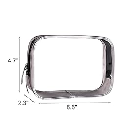 Buminee Clear Pouch Small, 6.6x2.3x4.7 Size TSA Approved Toiletry Bag, Travel Bags for Toiletries, Cosmetic Bag for Women and Men - 1 Pack Black