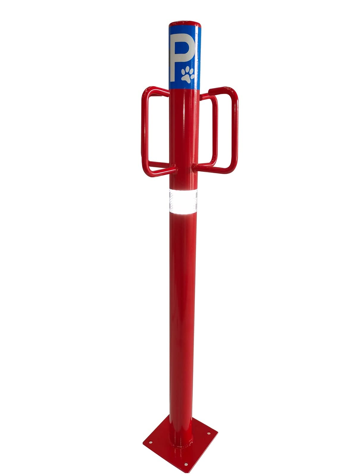Náyade System Dog Parking Post: Poste Parking Esterno con 4 Ganci Colore Rosso