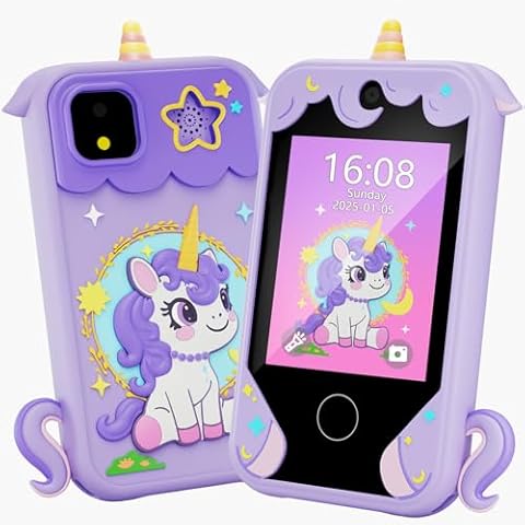Kids Phone for Girl Toys, Christmas Birthday Gifts for Age 3-10 Year Old Girls Boys Toys, Kids Toddler Smart Phone, Detective Educational Learning Toys with 2.8" Touchscreen, Music Video Game (Purple) Cover