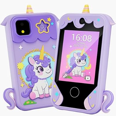 Kids Phone for Girl Toys, Christmas Birthday Gifts for Age 3-10 Year Old Girls Boys Toys, Kids Toddler Smart Phone, Detective Educational Learning Toys with 2.8" Touchscreen, Music Video Game (Purple)
