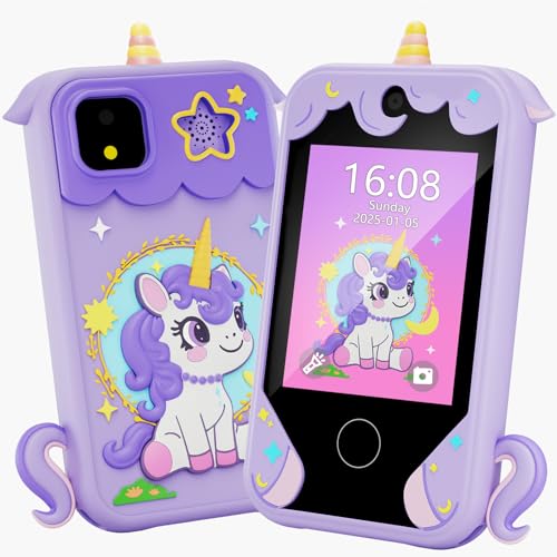 Kids Phone for Girl Toys, Christmas Birthday Gifts for Age 3-10 Year Old Girls Boys Toys, Kids Toddler Smart Phone, Detective Educational Learning Toys with 2.8' Touchscreen, Music Video Game (Purple)