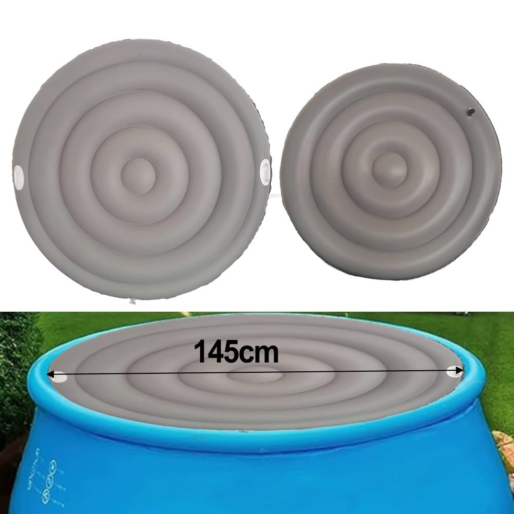 Copertura gonfiabile 145 cm grigio risparmio energetico copertura | Adatto per piscine da 165 cm, blocca i raggi UV, riduce i costi di riscaldamento, PVC, finitura grigia