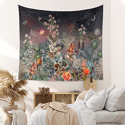 Lstlqhx Trippy Plant Tapestry Sun Moon Tapestry Wall Hanging Fantasy Flowers And Weed Tapestry Aesthetic Bedroom Wall Decor Butterfly Tapestries For Bedroom Home Dorm (Green, 36'' × 48'') #TOP7