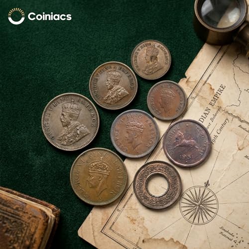 Image of COINIACS 6 Years And Up Rare Historic Gift Set Of 8 Coins, British India Collectable Copper Coins In Excellent Condition For Gifting And Collection