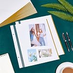 BENECREAT 15 Pack White Self Adhesive Photo Album Pages, 12.4x10.6 Inch Large Size Scrapbook Refill with Pre Drilled Holes for Wedding Memory Books and Photo Display