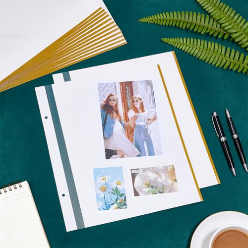 BENECREAT, 15 páginas autoadhesivas para álbum de fotos blanco, tamaño grande 12,4 x 10,6 pulgadas, recambio para scrapbook con agujeros preperforados para libros de recuerdos de bodas y exhibición de fotos miniatura 4
