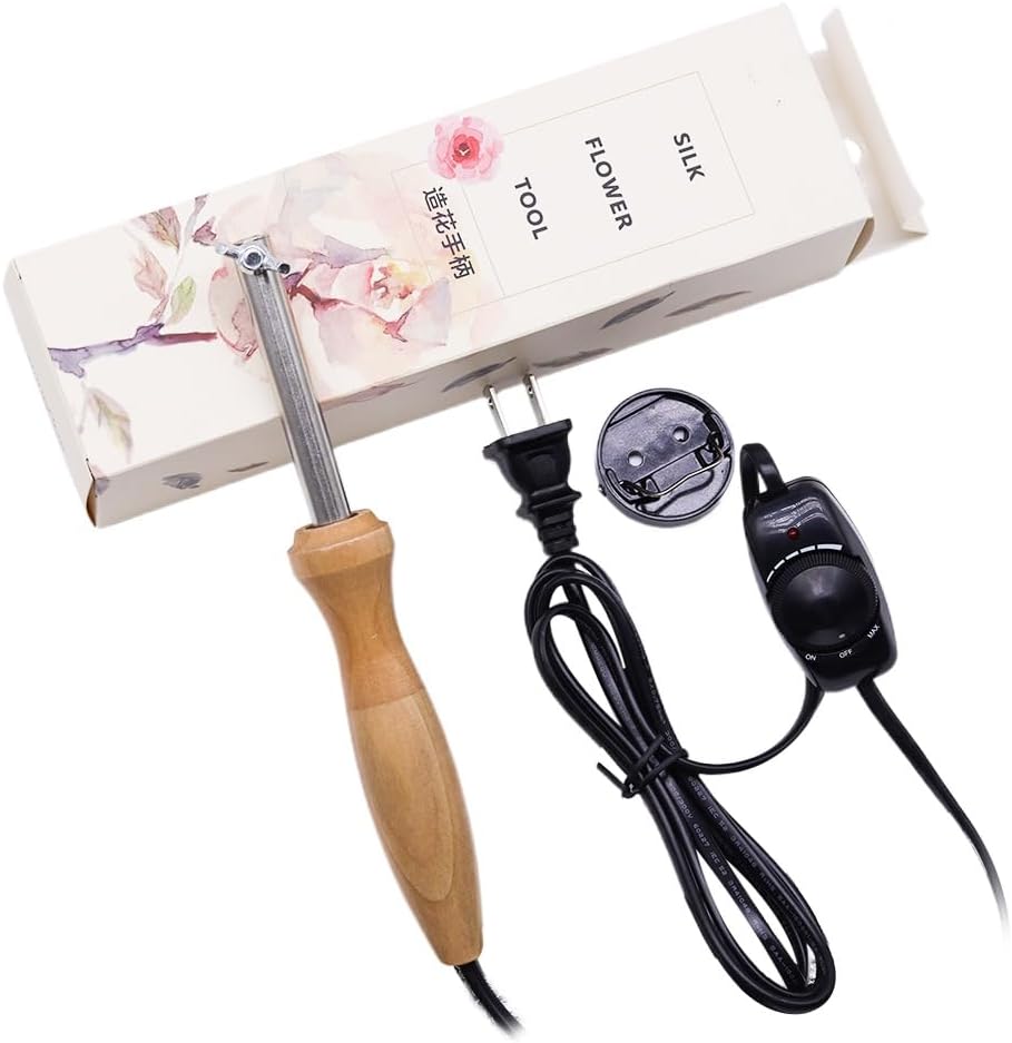 Fabric Flower Making Tools Set Artificial Flower Ironing Machine with 17 Brass Heads DIY Cloth Fabric Petal Maker