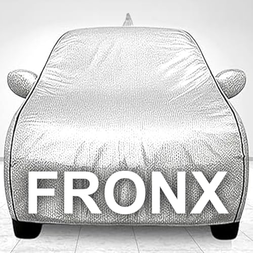 Image of Waterproof Car Cover Compatible with Maruti Fronx with Mirror Pocket, Soft Cotton Lining, Waterproof Fronx Car Cover- Metallic Silver