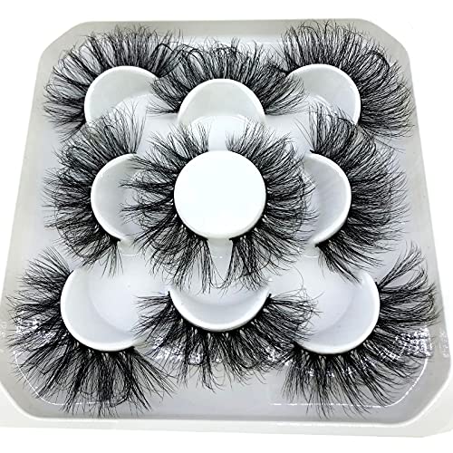 HBZGTLAD new 5 Pairs 25 mm 3d Mink Lashes Bulk Faux with Custom Natural Mink Lashes Pack Short Wholesales Natural False Eyelashes (ZM-4)