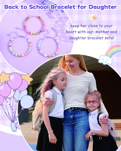 BOCHOI 2/3 Pcs Mother Daughter/Son Bracelets Mom and Daughter/Son Gift Back to School First Day of School Kindergarten Bracelet Mommy and Me Matching Heart Dinosaur Bracelets Birthday Jewelry Gifts4