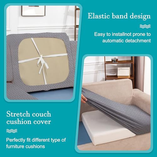 Image of BIETYONE 12Pcs Stretch Patio Cushion Covers,Outdoor Couch Covers Replacement,Outdoor Couch & Sofa Slipcovers,for Patio Furniture Cushion Covers,Washable Reusable Furniture Protector (Grey,Cover Only)