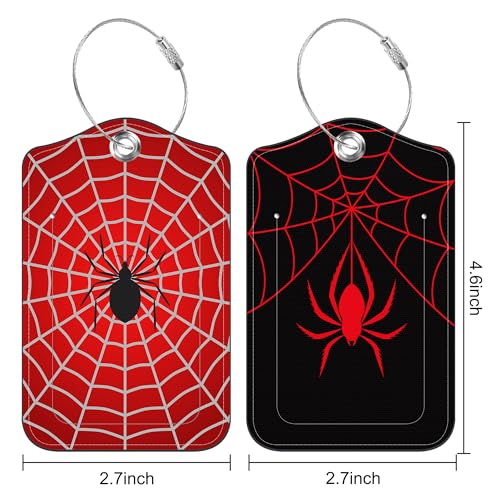 2 PCS Leather Luggage Tags for Suitcase Spider and Spider Web Travel Luggage Tag with Privacy Flap Name ID Label and Metal Loop for Travel Bag Suitcase2