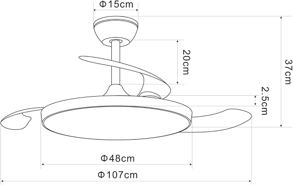 NARVI - Ventilador de Techo NANTES Ø 50 cm | Control Remoto | 3 Palas Transparentes | Iluminación LED Ajustable 45W | Motor DC Eficiente | Función Invierno/Verano | Blanco - 5