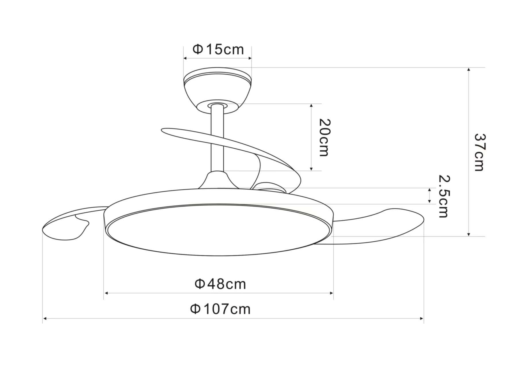 NARVI - Ventilador de Techo NANTES Ø 50 cm | Control Remoto | 3 Palas Transparentes | Iluminación LED Ajustable 45W | Motor DC Eficiente | Función Invierno/Verano | Blanco — view 5