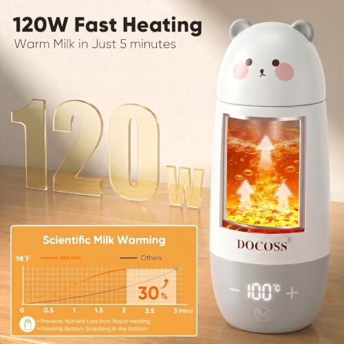 Image of Docoss 2 in 1 -Rechargeable Portable Electric Kettle 500ml for Travel, Milk warmer For Babies,Kettle for Hot Water & Milk From 34c to 100c Water Heater,10000 mAh Battery with Temperature control
