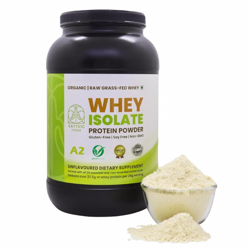 Sattvic Foods A2 Whey Isolate 90% Protein Powder (1 kg) | Certified Organic, Low Lactose | Grass-Fed, Unflavoured, Non-GMO | 22.5 g Protein per 25g Serving | Ideal for Muscle Building (B08DFCJ9RF) Amazon Price History, Amazon Price Tracker