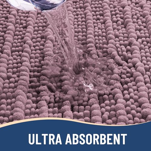 Image of Arotive Luxury Bathroom Rugs 34x21, Extra Soft Thick Absorbent Shaggy Chenille Bath Rugs, Machine Wash Dry, Bath Mats for Bathroom Floor, Tub and Shower, Home Decor Accessories, Deep Plum