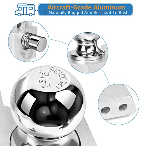 Adjustable Trailer Hitch - Tlvuvmo 6 Inch Drop Hitch For 2 Inch Receiver, Ball Mount Hitch 12,500 Lbs, 2" And 2-5/16" Stainless Steel Dual Balls, Aluminum Tow Hitch With Double Anti-Theft Pins Locks #TOP2