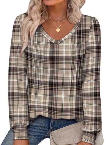 Alaroo Plaid Shirts for Women 2026 Long Sleeve Tops Trendy Print 31 L
