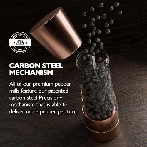 Image of COLE & MASON Derwent Pepper Grinder - Copper Mill Includes Gourmet Precision Mechanism and Premium Peppercorns