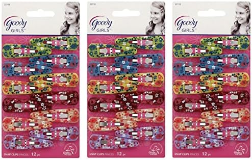 Goody Gd22110 Beautiful Flower Design Counter Clips Assorted Colors 12 Pieces Per Pack Sold Per 3 Packs