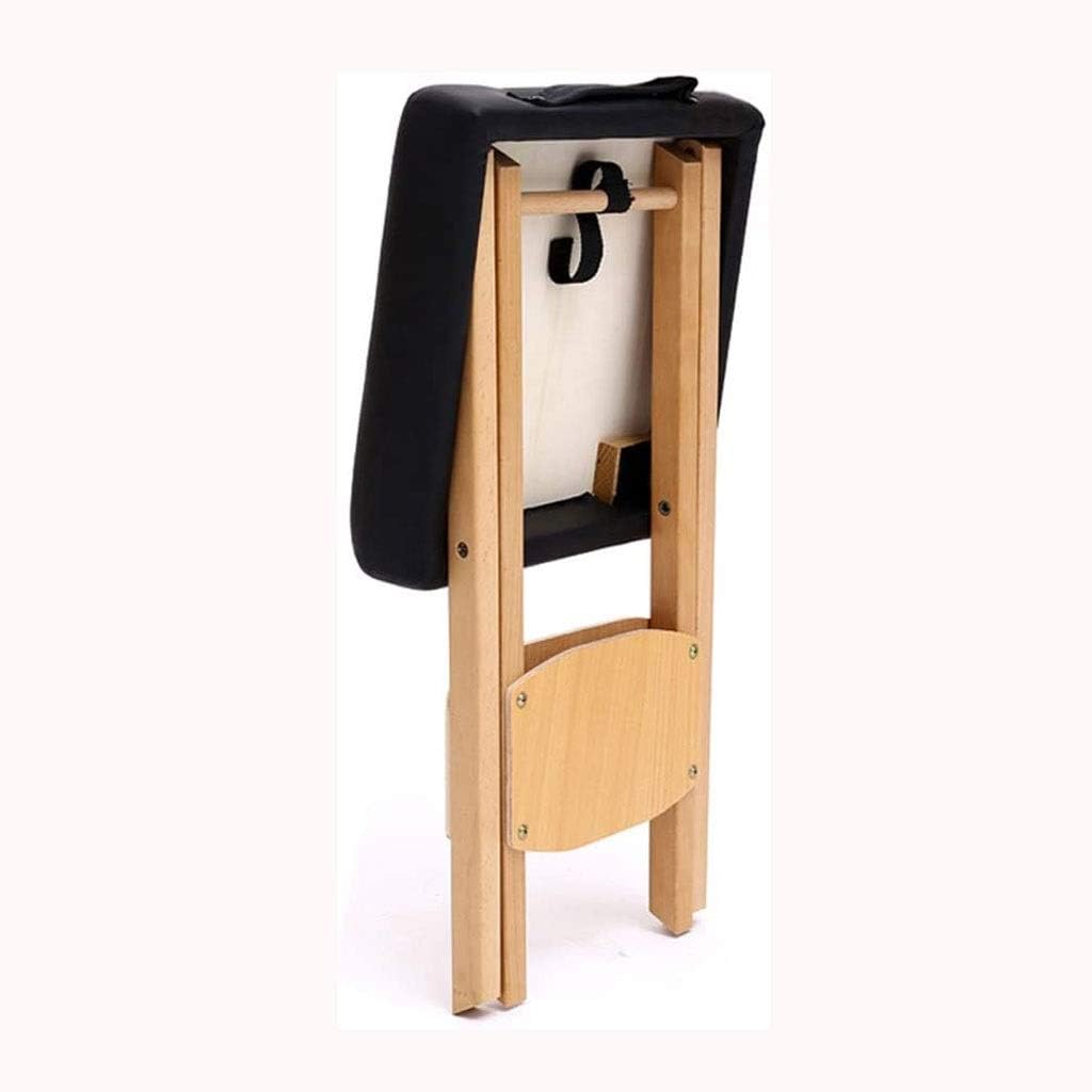 Folding Stool, Solid Wood Beech, Massage, Square, Portable, and Friendly PU Leather(Beige)