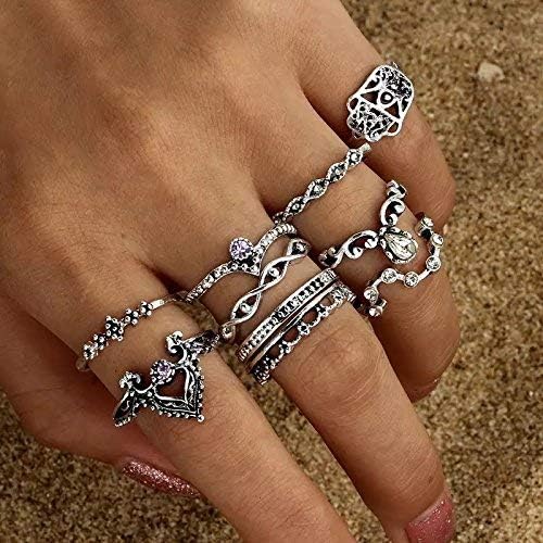 Shining Diva Fashion Oxidized Silver Stylish Ring for Women (Set of 10) (9160r) 3