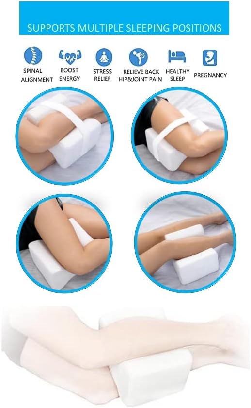 JUGNU Knee Pillow, Leg Pillow for sleeping on side with Strap, Memory Foam Hip Pillow for Pain Relief, Orthopaedic Pillow (Kneading Required)
