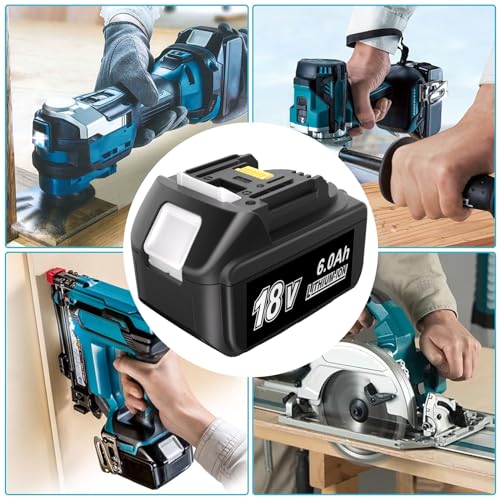 JYJZPB 2 Pack 18V Batteries Compatible for Makita 18 Volt Battery BL1860B BL1820B BL1830B BL1840B BL1850B LXT-400 Fit for Makita 18V Cordless Power Tools, with 6000 mAh High Capacity - Thumbnail 3