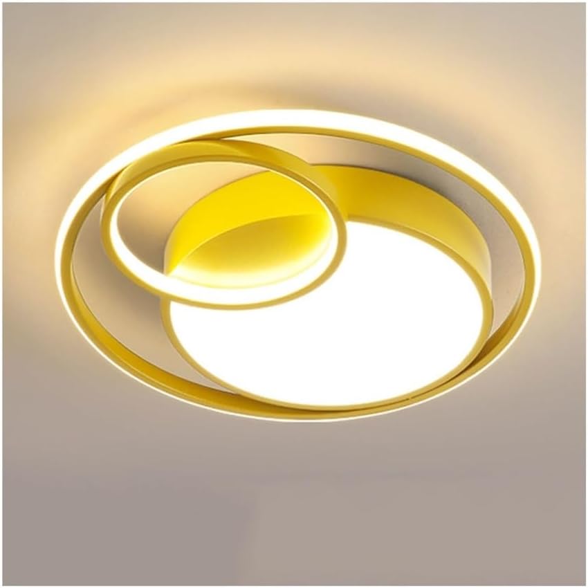 Modern Round Ceiling Light, 2 Rings Creative LED Ceiling Lamp Close to Ceiling Lighting Fixture for Bedroom Kitchen Office Hallway Laundry(Gold-50cm)