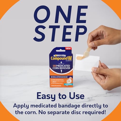 Compound W One Step Medicated Corn Remover Hydrocolloid Corn Pads with Salicylic Acid, 8 Count