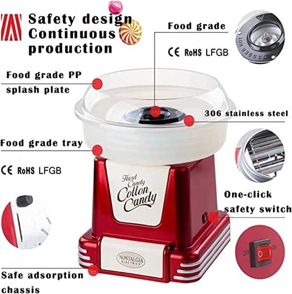 Cotton Candy Machine for Kids, Mini Electric Cotton Candy Maker Floss Sugar with Cotton Candy Cones & Sugar Scoop