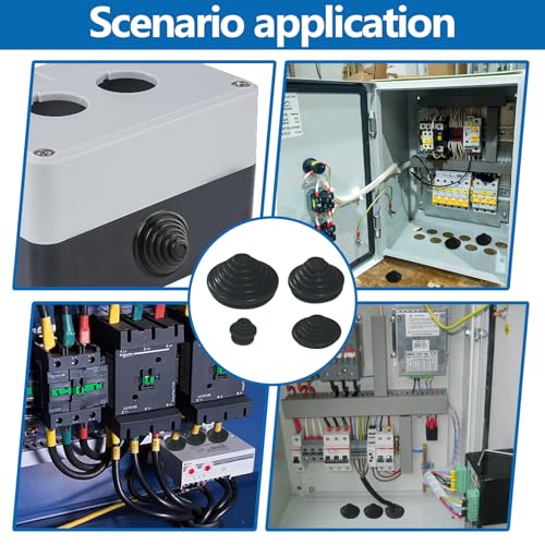 Menibeuty 60Stück Kabeldurchführung Gummi Für Kabel Draht, Gummitüllen Für Kabel 10/20/25/30 mm Gummi Tower, Kabeltülle Gummi(Schwarz)