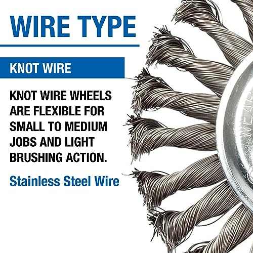Mercer Industries 186520 4 Inch X 1/2 Inch X 5/8"-11 Knot Wire Wheel,.020 Stainless Steel Wire thumb #2