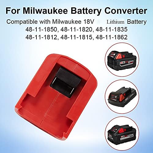 USB Battery Adapter for Milwaukee 18V Lithium-ion Battery,Hipoke Portable Power Source Adaptor Replacement for M18 Dual USB Charger 49-24-2371, USB charger with DC Port & LED Work Light