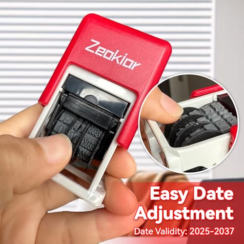Received Stamp with Date Self Inking Rubber Office Stamp, 13 Years of Dates, Red Ink (0.78\'\' x 0.35\'\')