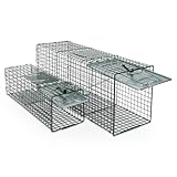 Humane Way Sentinel 32 Inch + 24 Inch Live Animal Trap Combo Pack - No Assembly Required - Raccoons, Cats, Groundhogs, Opossums, Rabbits, Squirrels