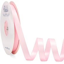 Ribbli Light Pink Satin Ribbon Double Faced Satin 1/2 inch x Continuous 50 Yards-Light Pink Ribbon for Gift Wrapping Crafts Wedding Decoration Bows Bouquet Floral Arrangement