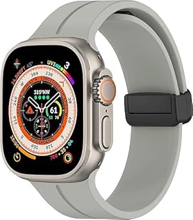 حلقة رياضية متوافقة مع ساعة ابل الترا وسيريز 10 و9 و8 و7 و6 و5 و4 و3 واس اي الجيل الثاني مصنوعة من السيليكون باللون الأحمر للجنسين مقاس 42-49 ملم