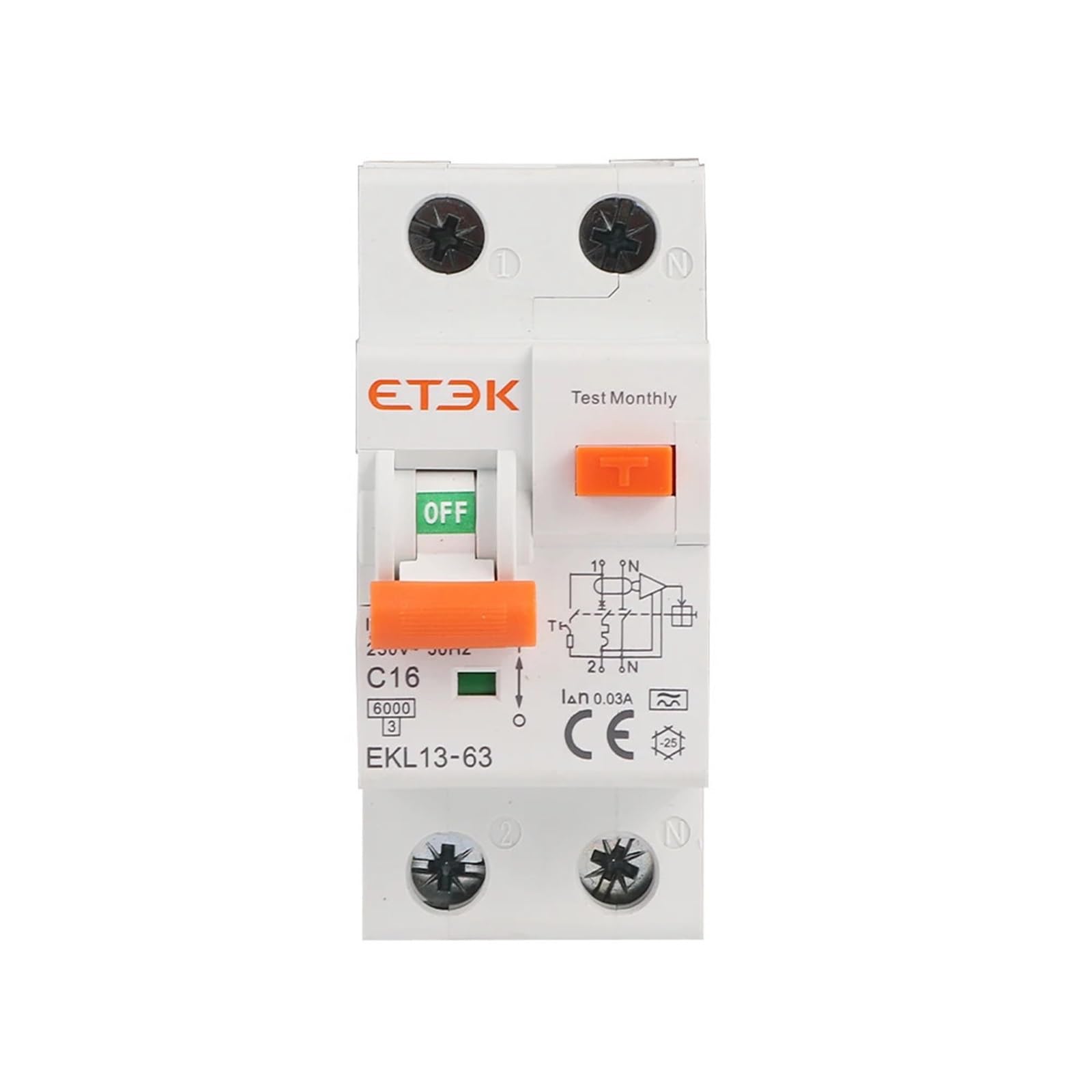AVSBBYEPS Low Voltage A Type 30mA 2P Residual Current Circuit Breaker MCB 230V Overload Short Leakage Protection RCBO EKL13(16a)