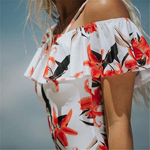 Costume da Bagno Bikini Sexy con Stampa Floreale Sexy da Donna Costume da Bagno Siamese con Stampa a Righe da Donna (Dimensioni : X-Large)