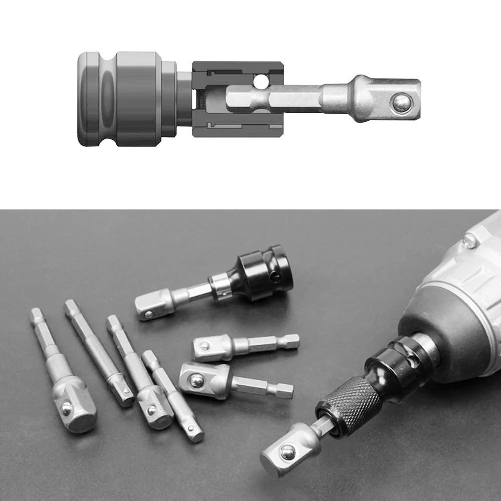 Zestaw adapterów gniazdowych do wiertarki udarowej z łbem kwadratowym - 1/4" 3/8" 1/2" Przedłużenie uchwytu Zestaw przedłużek