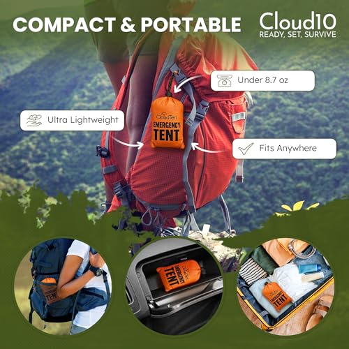 CloudTen Emergency Tent: Lightweight 2 Person Mylar Survival Tent with Multi-Function Paracord Bracelets - Survival Gear & Bug Out Bag Items for Preppers, Hikers, Survivalists, Campers, Boy Scouts - image 7