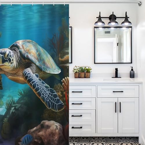 Rideau de douche tortue de mer en polyester imperméable 122x183cm - 5